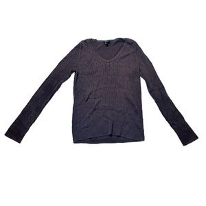 Talbots Brown V neck Cable Knit Long sleeve Pullover Sweater Sz S